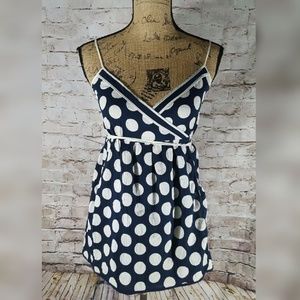 Ben Sherman Cotton Blue Polka Dot Wrap Top Small